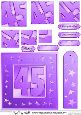 45th Bright Metallic Age Quick Card with Twisted Pyramage