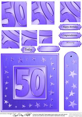 50th Bright Metallic Age Quick Card with Twisted Pyramage