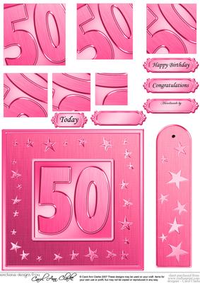 50th Bright Metallic Age Quick Card with Twisted Pyramage