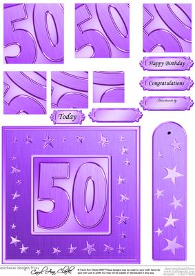 50th Bright Metallic Age Quick Card with Twisted Pyramage