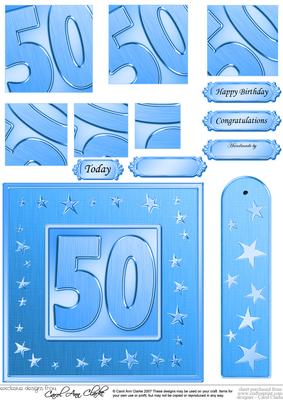 50th Bright Metallic Age Quick Card with Twisted Pyramage