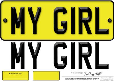 Large Dl My Girl Novelty Number Plate N 3D Decoupage
