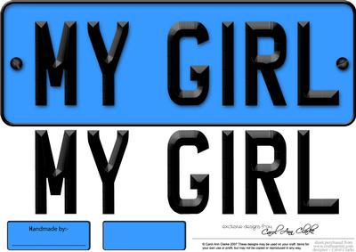 Large Dl My Girl Novelty Number Plate N 3D Decoupage