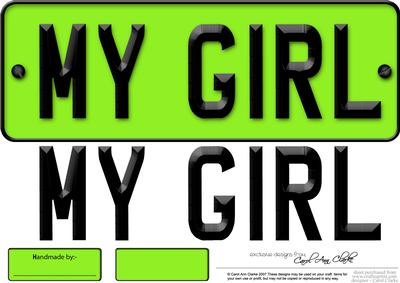 Large Dl My Girl Novelty Number Plate N 3D Decoupage