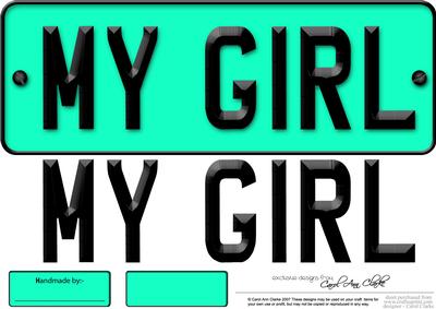 Large Dl My Girl Novelty Number Plate N 3D Decoupage
