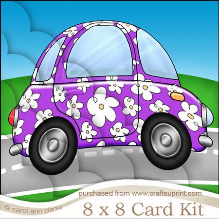 8 x 8 Funky Floral Car Kit with Scalloped Corners