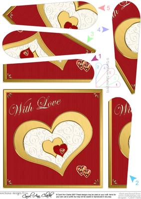 Elegant Hearts Quick Card with Fan Pyramage Topper