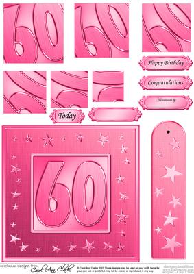 60th Bright Metallic Age Quick Card with Twisted Pyramage