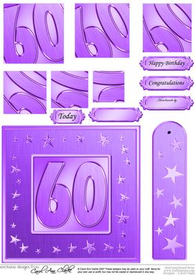 60th Bright Metallic Age Quick Card with Twisted Pyramage