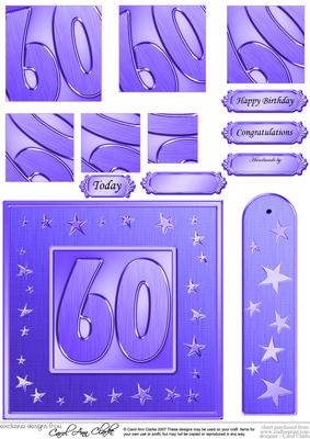 60th Bright Metallic Age Quick Card with Twisted Pyramage