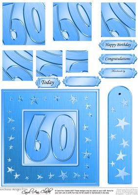60th Bright Metallic Age Quick Card with Twisted Pyramage