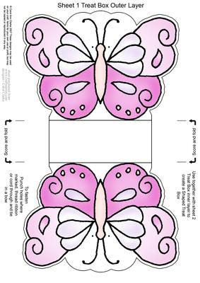 Fluttery Butterfly Shaped Treat or Favour Box Sheet 1