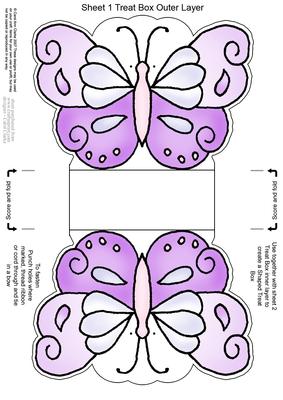 Fluttery Butterfly Shaped Treat or Favour Box Sheet 1