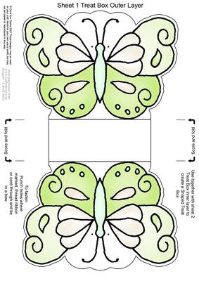 Fluttery Butterfly Shaped Treat or Favour Box Sheet 1