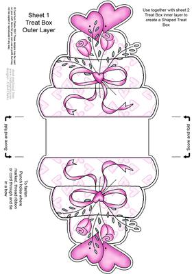Wedding Cake Shaped Treat or Favour Box Sheet 1