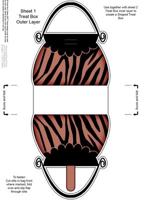 Zebra Striped Handbag Shaped Treat or Favour Box Sheet 1
