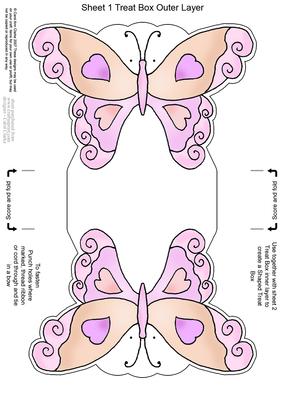 Fluttery Butterfly Shaped Treat or Favour Box Sheet 1