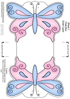 Fluttery Butterfly Shaped Treat or Favour Box Sheet 1