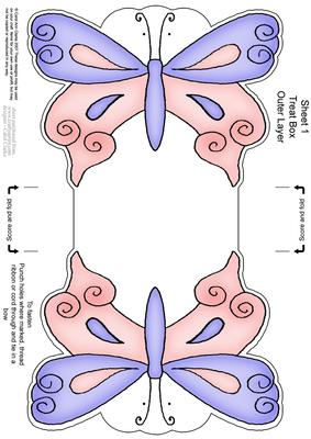 Fluttery Butterfly Shaped Treat or Favour Box Sheet 1