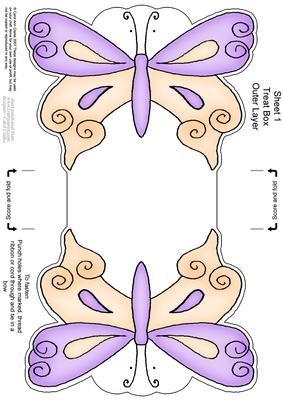 Fluttery Butterfly Shaped Treat or Favour Box Sheet 1