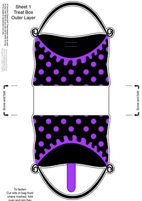Polka Dots Handbag Shaped Treat or Favour Box Sheet 1