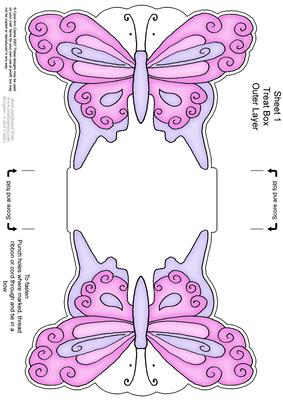 Fluttery Butterfly Shaped Treat or Favour Box Sheet 1