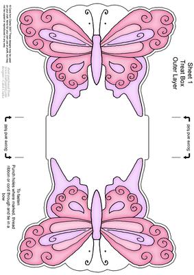 Fluttery Butterfly Shaped Treat or Favour Box Sheet 1