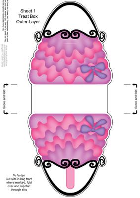 Pretty Frilly Handbag Shaped Treat or Favour Box Sheet 1