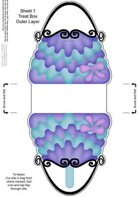 Pretty Frilly Handbag Shaped Treat or Favour Box Sheet 1