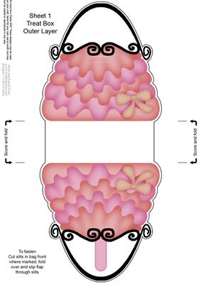 Pretty Frilly Handbag Shaped Treat or Favour Box Sheet 1