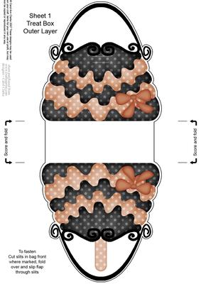 Dotty Frilly Handbag Shaped Treat or Favour Box Sheet 1