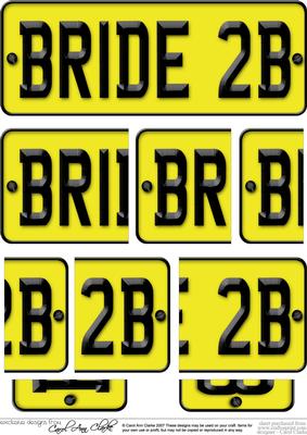 Bride to Be Novelty Number Plate with Side Stacker