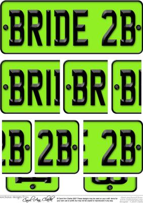 Bride to Be Novelty Number Plate with Side Stacker