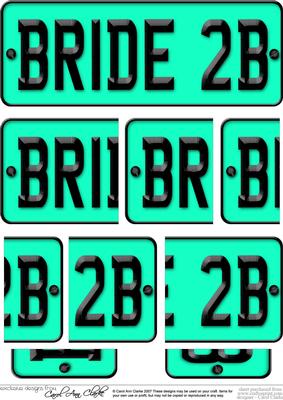 Bride to Be Novelty Number Plate with Side Stacker