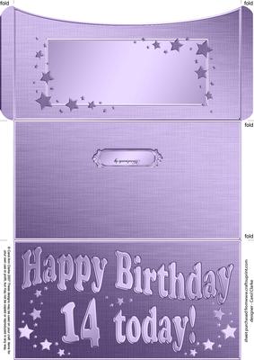 14th Birthday Metallic Age Money or Gift Wallet and Card