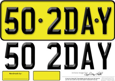 Large Dl 50th Birthday Novelty Number Plate and 3D Decoupage