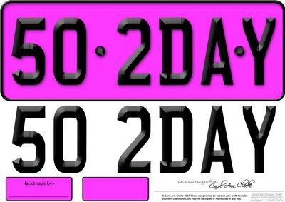 Large Dl 50th Birthday Novelty Number Plate and 3D Decoupage