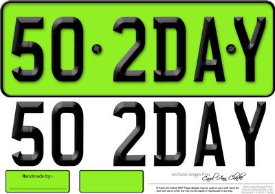 Large Dl 50th Birthday Novelty Number Plate and 3D Decoupage