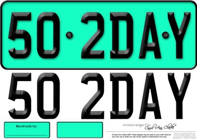 Large Dl 50th Birthday Novelty Number Plate and 3D Decoupage