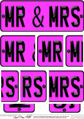 Mr & Mrs Novelty Number Plate with Side Stacker