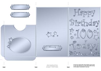 100th Birthday Metallic Age Lottery or Gift Token Wallet Car