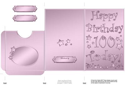 100th Birthday Metallic Age Lottery or Gift Token Wallet Car