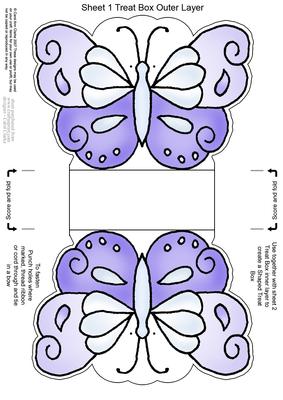 Fluttery Butterfly Shaped Treat or Favour Box Sheet 1