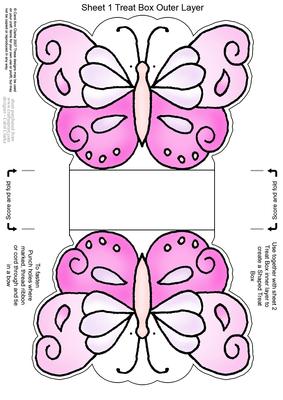 Fluttery Butterfly Shaped Treat or Favour Box Sheet 1