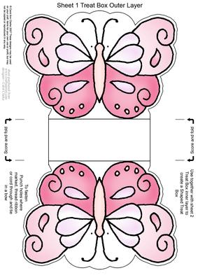 Fluttery Butterfly Shaped Treat or Favour Box Sheet 1