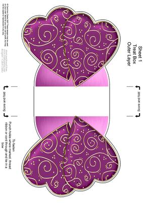 Elegant Hearts Shaped Treat or Favour Box Sheet 1