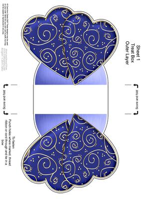Elegant Hearts Shaped Treat or Favour Box Sheet 1