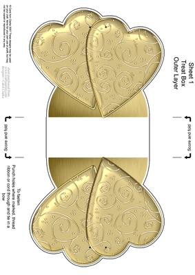 Elegant Hearts Shaped Treat or Favour Box Sheet 1