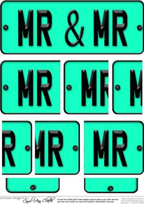 Mr & Mr Novelty Number Plate with Side Stacker