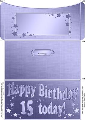 15th Birthday Metallic Age Money or Gift Wallet and Card